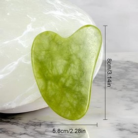 REQAG gua sha Planche à Gratter En Jade Naturel Outil De Massage Des Soins De La Peau En Forme De CœUr Pour La Relaxation Du 