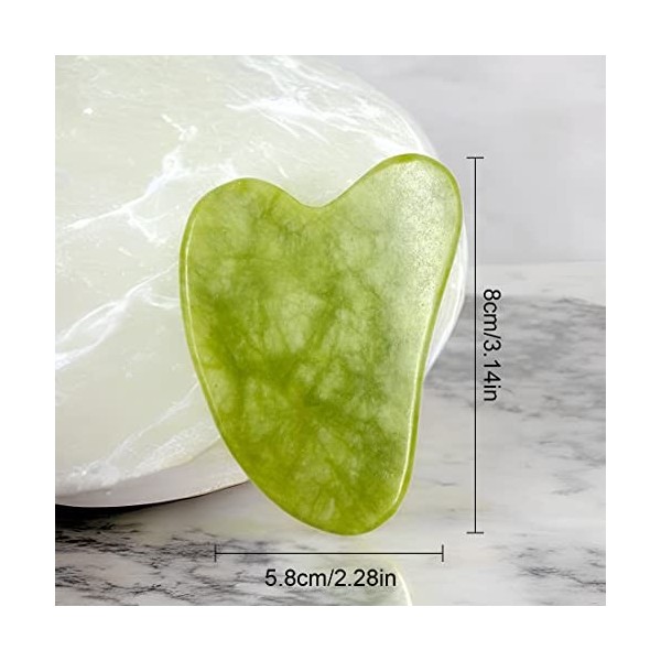 REQAG gua sha Planche à Gratter En Jade Naturel Outil De Massage Des Soins De La Peau En Forme De CœUr Pour La Relaxation Du 