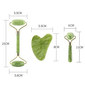 ILamourCar Jade Roller Visage Gua Sha Rouleau De Jade, Rouleau de Massage du Visage en Pierre de Jade Verte Naturelle, pour l