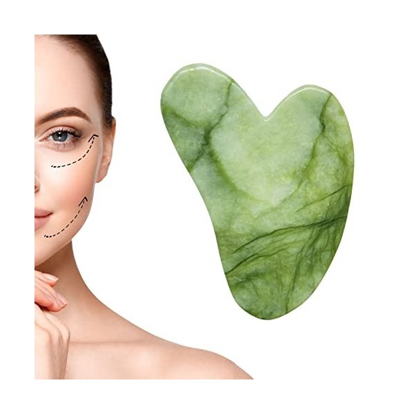 gua sha, Gua Sha en jade naturel, Gua Sha Du Visage En Forme De CœUr, outil de grattage pour les soins de la peau du visage, 