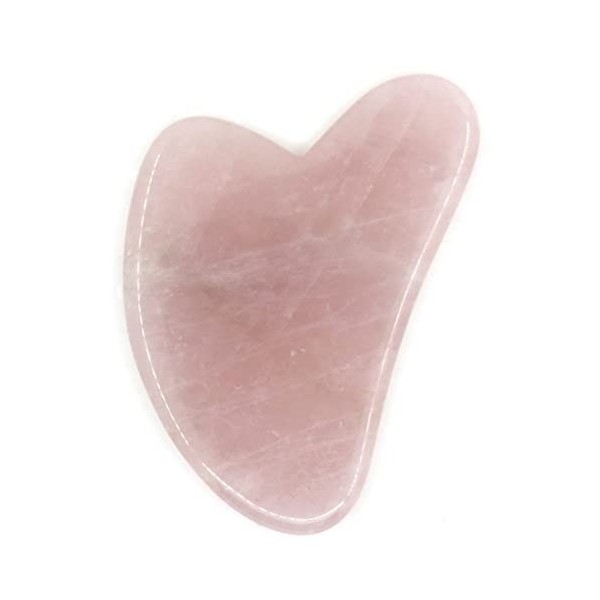 Sun & Sia - Gua Sha en Pierre Naturelle - Quartz Rose +Housse - Massage Visage et Corps pour Rafraîchir le Teint, Traiter l