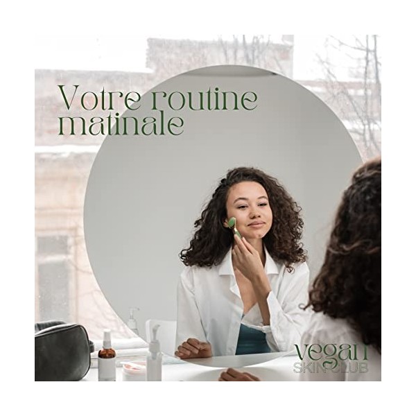 Vegan Skin Club Rouleau de Jade | Masseur Visage aux Effets Anti-Age | Bien Etre Soins Naturels de la Peau du Visage Autour d