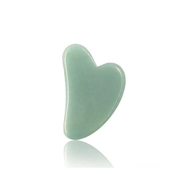 Momeski Planche Gua Sha en forme de cœur en jade naturel pour la beauté et les soins de la peau - Outil de massage et de grat