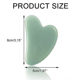 Momeski Planche Gua Sha en forme de cœur en jade naturel pour la beauté et les soins de la peau - Outil de massage et de grat