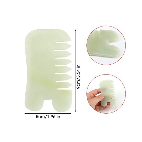 Jade Gua Sha Outil de grattage Planche de Massage Peigne Pierre Naturelle Multifonctionnel Masseurs Guasha Board pour Brass- 