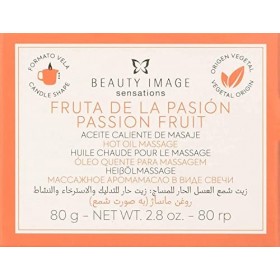 BEAUTY IMAGE Grande Bougie de Massage - Parfum Fruit de la Passion. [80 gr de 4 à 5 Massages Complets du Corps]. Huile Chaude