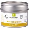 Bougie de massage GOLDEN SPA bio 100ml, GREENDOOR, reste liquide, ne sémiette pas sur la peau, vegane à la cire de soja et à