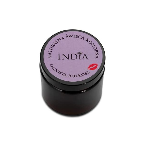 Bougie de chanvre India - 90 g - En cire de soja naturelle, avec huile de chanvre - Parfum lavande, clou de girofle et patcho