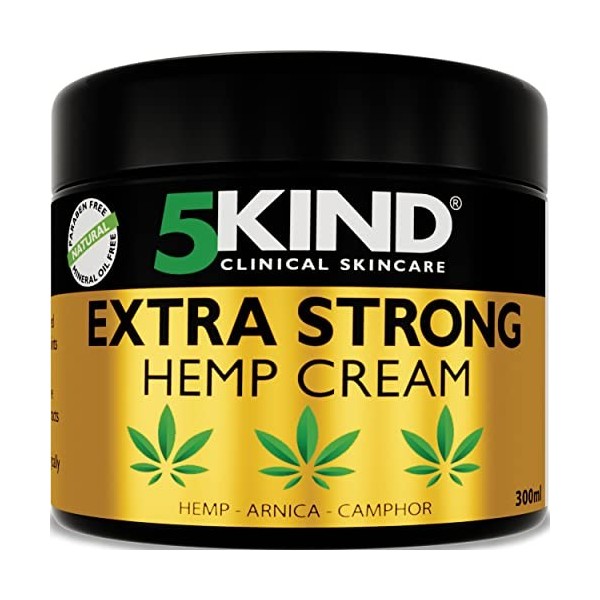 5kind Crème au chanvre ultra puissante 500ml - Huile de chanvre et arnica ultra puissantes - Douleurs musculaires, pieds, gen...