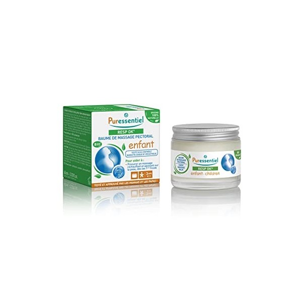 Puressentiel - Resp OK - Baume de Massage Pectoral Enfant - Formule 100% dorigine naturelle - Aider à procurer un massage ap