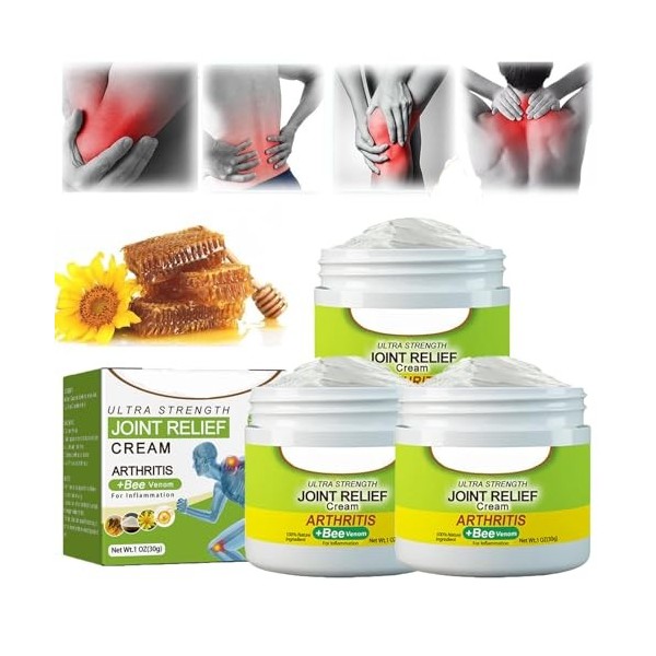 Crèmes Thérapeutiques pour Articulations et os Au Venin dAbeille, 3 pièces Crème de Traitement au Venin dAbeille Crème de S