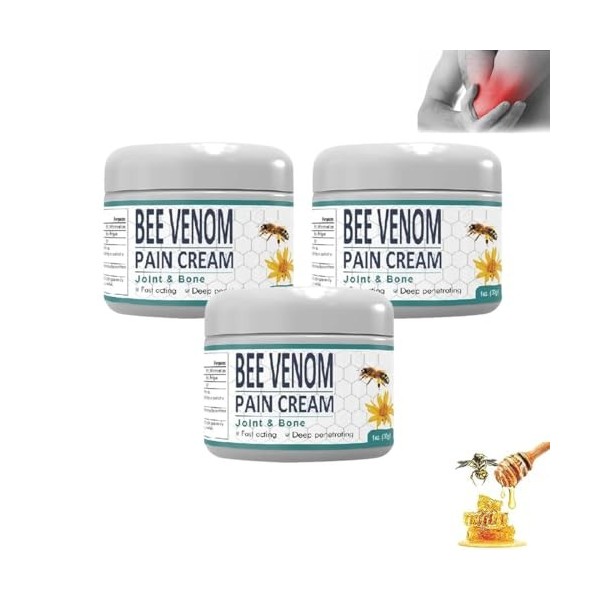 Bee Venom Pain and Bone Healing Cream, Bee Venom Bone Therapy Cream, Pain and Bone Healing Joint Cream for Arm, Waist, Back H