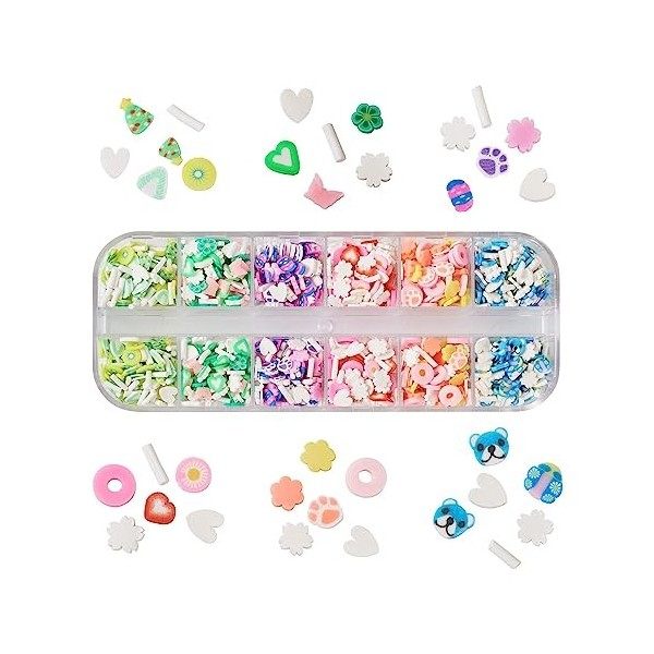 PandaHall Cabochons en argile polymère 70 g en forme de cœur sans trou, sans trou, à dos plat, pour pinces à cheveux, décorat