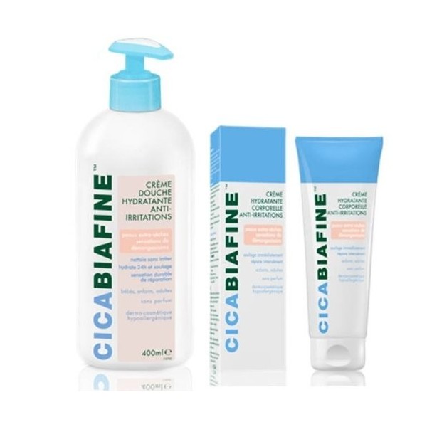 CicaBiafine Crème Hydratante Corporelle Anti-Irritations 200 ml + Crème Douche 400 ml