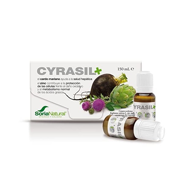 Soria Natural - CYRASIL PLUS - Nettoyant - Améliore le fonctionnement de lappareil digestif et des reins - 15 flacons 150 ml