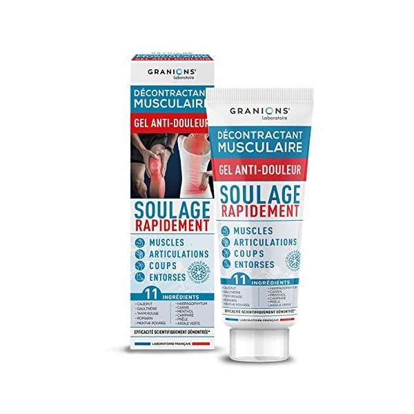 GRANIONS - Décontractant Musculaire Gel Anti-Douleur - Soulage rapidement douleurs articulaires, musculaires et post-traumati