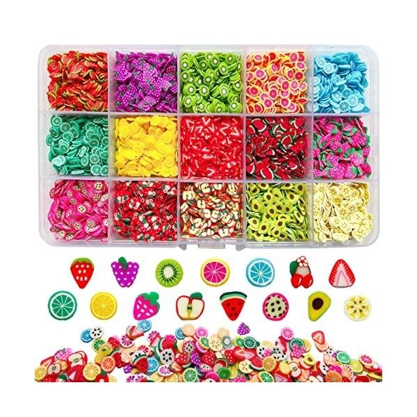 Lot de 9 000 tranches de fruits pour nail art 3D en polymère pour la fabrication de tranches dargile polymère pour le nail a