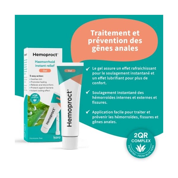 Hemoproct Gel avec applicateur -Traitement instantané de soulagement des hémorroïdes pour fissures anales et linconfort -Sou