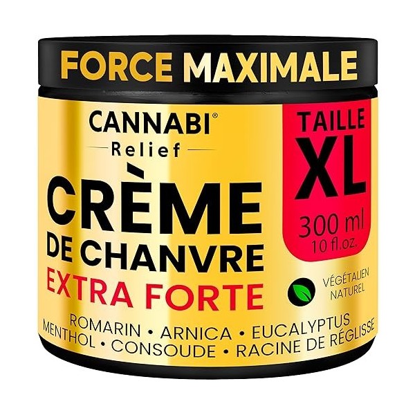 CRÈME DE CHANVRE EXTRA FORTE 300 ml | Crème Naturelle De Qualité Supérieure Pour Les Articulations Et Les Muscles | Cou, Épau