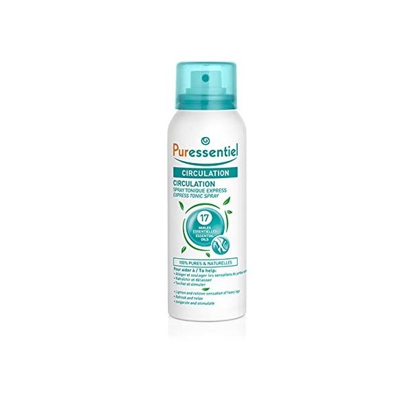 Puressentiel Circulation Spray with 17 Essential Oils, 100 ml - Cooling spray for Heavy legs relief in just 15 minutes - Idea