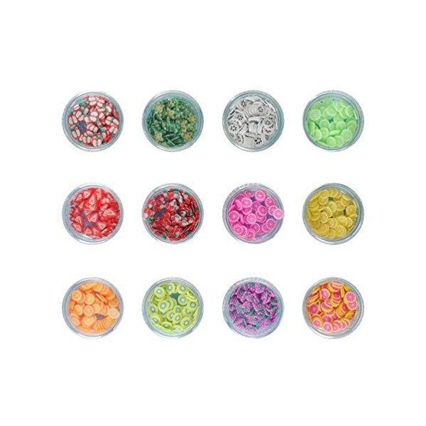EXCEART Lot de 12 boîtes de tranches de fruits 3D en polymère - Autocollants colorés en céramique - Pour décoration dongles,