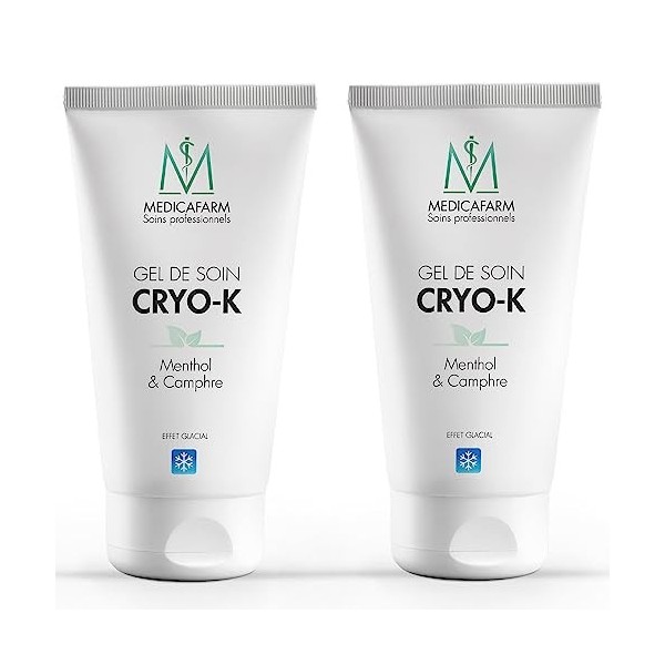 MEDICAFARM - Gel de soin Cryo-K - Gel de Soin "effet froid intense" - Menthol & Camphre - Sans paraben - Lot de 2 tubes 125 m