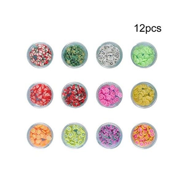 EXCEART Lot de 12 boîtes de tranches de fruits 3D en polymère - Autocollants colorés en céramique - Pour décoration dongles,