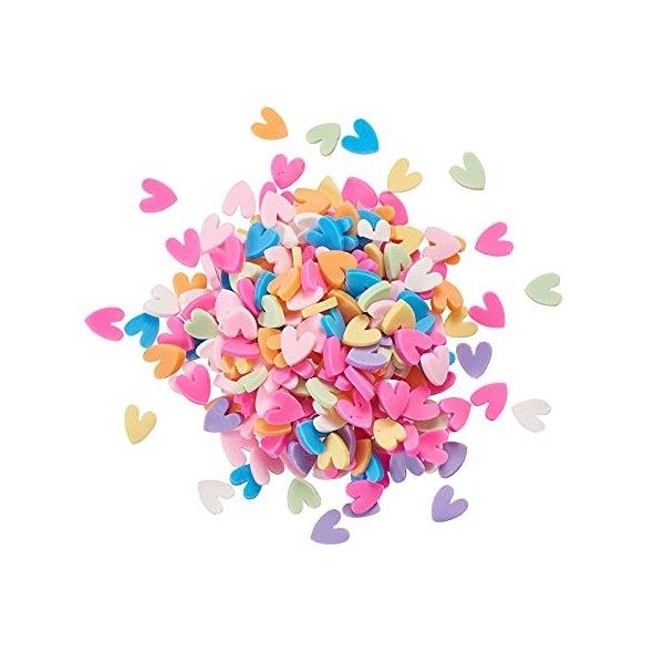 Airssory 50 g de petites breloques en argile polymère souple sans trou - Perles pastel en forme de cœur - Accessoires pour dé