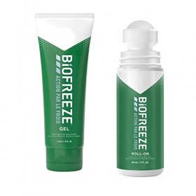 Biofreeze - Lot de 1 Tube Gel 118ml & de 1 Roll-On 89 ml Action par le Froid - Soulage les douleurs musculaires et articulair