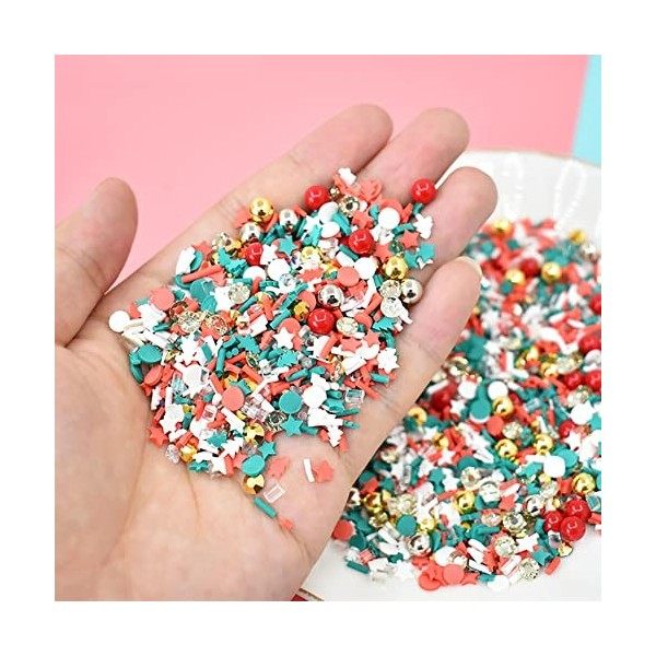 JIHUOO 50 grammes de Noël Slime Nail Art Disques Polymer Argile Perles Nail Art Décoration Accessoires Décoration pour Scrapb