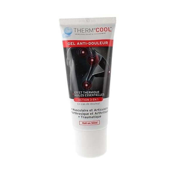 Polidis THERMCOOL Anti Douleur Gel Tube Roll-on 50ml - Action 3 en 1 - Effet Thermique - Lot de 3 Tubes