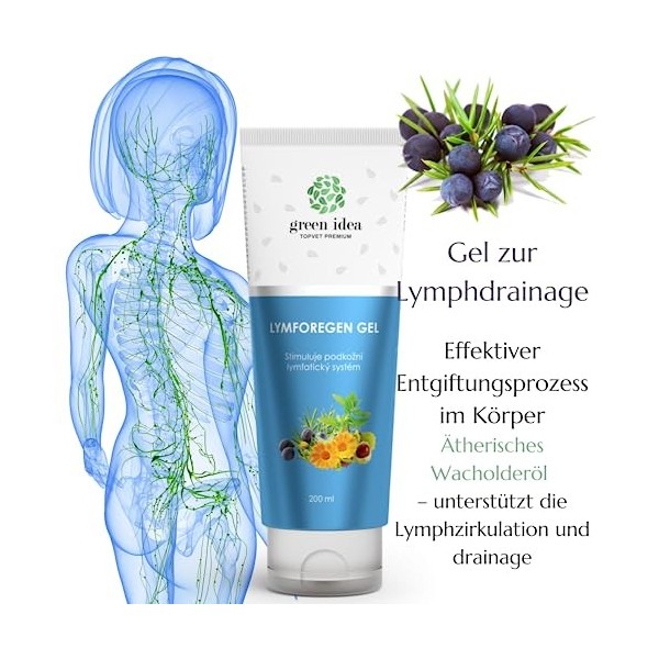 green idea - Gel lymforegen - Stimule le système lymphatique avec 15 herbes et huiles essentielles - régénération efficace - 