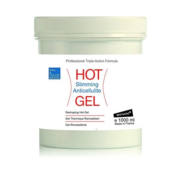 bleu & marine Bretania Hot Gel XXL Effet Chaud Lipo Réducteur Anti Cellulite 1000 ML - Gel Thermo Active Échauffement Muscula