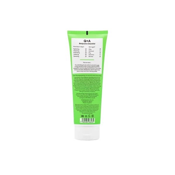 Q+A Gommage Exfoliant aux AHA, Ce mélange d’acide lactique et d’acide glycolique, associé à des exfoliants physiques, contrib