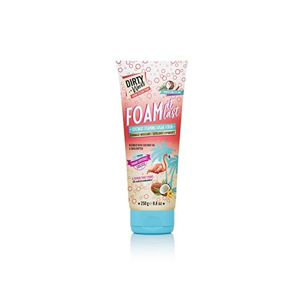 Dirty Works Foam At Last Coconut Foaming Sugar Scrub, Vegan Exfoliating Body Scrub, Multipack of 4 250g