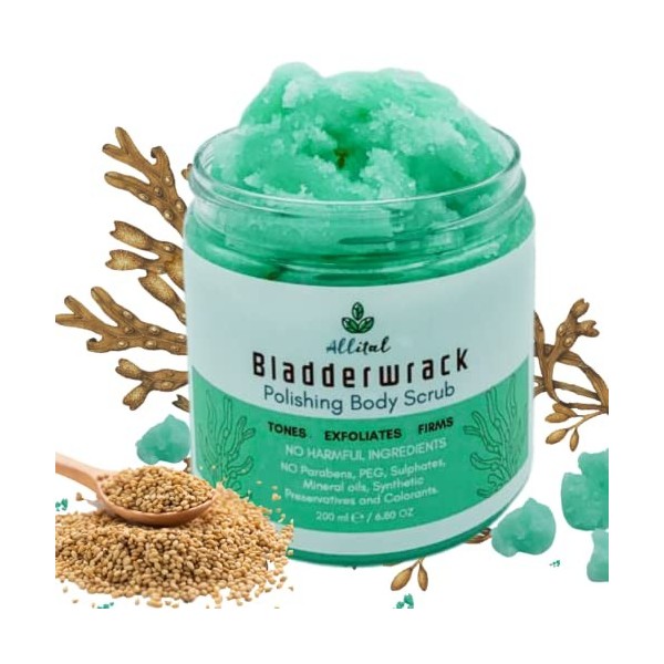 Allital Bladderwrack Gommage pour le corps au sel de la mer Égée 200 ml, exfoliant pour le corps 100 % naturel, enrichi en mi