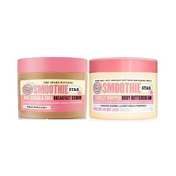 Soap & Glory Smoothie Star Breakfast Lot de 2 gommages pour le corps 300 ml et Soap & Glory Smoothie Star Crème au beurre 300