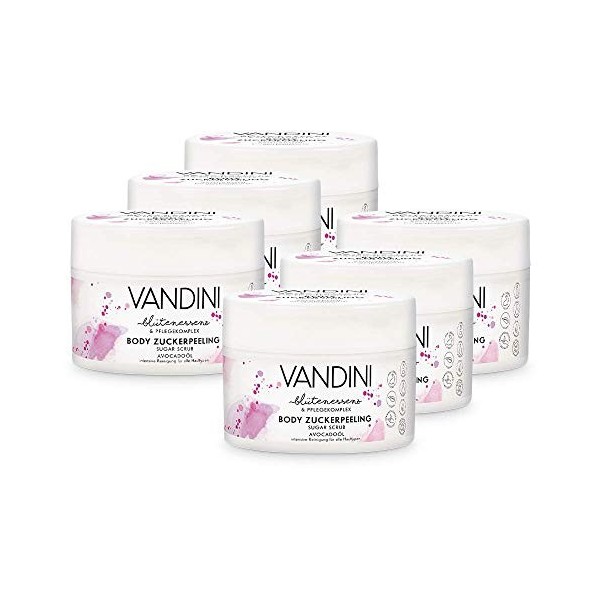 VANDINI Peeling au sucre pour le corps - gommage exfoliant corps femme huile davocat tous types de peau - végan sans parabèn