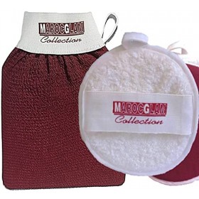 Gant de Gommage KESSA + Houpette OFFERTE pour lexfoliation des cellules mortes corps et visage, Gant Hammam Marocain: Exfoli