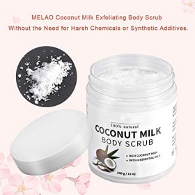 Gommage pour le corps au lait de noix de coco - Crème exfoliante éclaircissante - Gel exfoliant pour le visage - 340 g