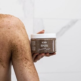 Victoria Beauty Gommage au sel de la mer Morte 90 % pur pour le corps, le visage, avocat, jojoba et amande – Traitement des j