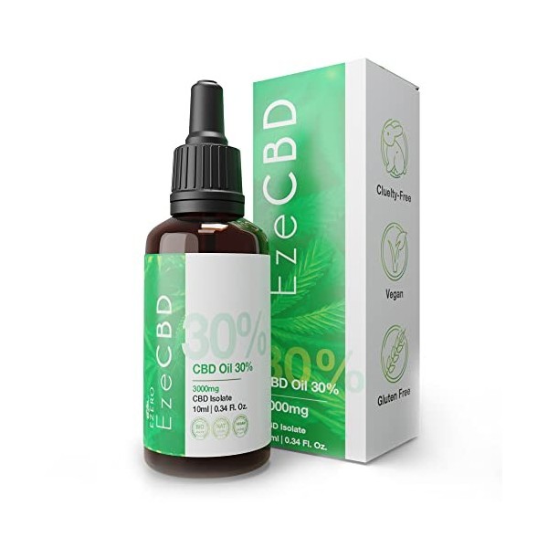 Ezero Huile Cbd 30% Premium 3000 Mg Biologique Pure - Cbd Huile - Huile De Cbd - Huile de Graines de Chanvre Bio - Huile De C