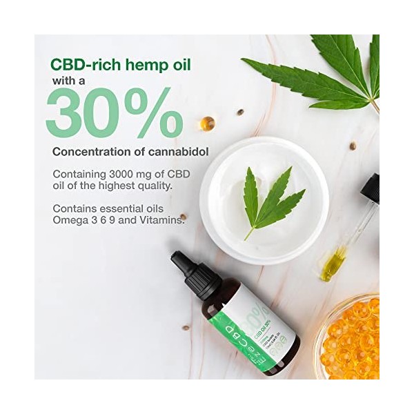 Ezero Huile Cbd 30% Premium 3000 Mg Biologique Pure - Cbd Huile - Huile De Cbd - Huile de Graines de Chanvre Bio - Huile De C