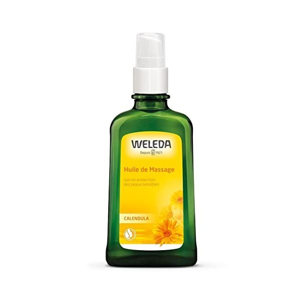 WELEDA - Huile de Massage au Calendula Soin et Protection des Peaux Sensibles - Flacon Verre 100 ml