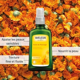 WELEDA - Huile de Massage au Calendula Soin et Protection des Peaux Sensibles - Flacon Verre 100&nbsp;ml