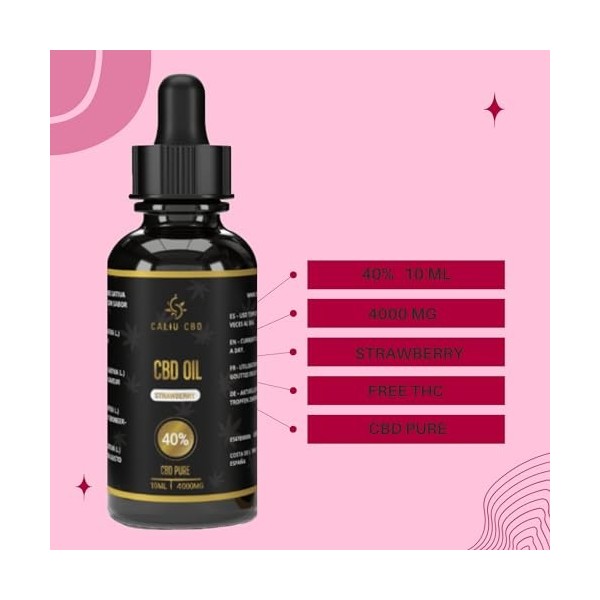 CBD | Huile cbd de chanvre | 40% 4000mg 10ML | À lextrait de fraise | Cbd Huile de chanvre | Fabriqué dans lUE | 0% THC 400