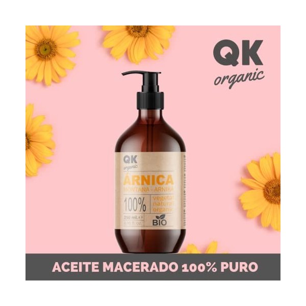 QKnatur - ARNICA - Macerat Huile Arnica Montana 100% Pure - BIO - Biologique - Végétal - 250 ml