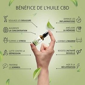 Kanattivo, CBD, Huile de CBD 30%, 3000 Mg, Huile véritable de Chanvre bio idéal pour se relaxer, soulager les douleurs muscul