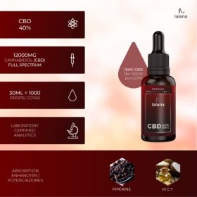CBD 40% | Huile CBD STRONG | 30ml | huile de chanvre | 12000 mg | cbd oil | cdb Formule amélioré avec MCT Huile de Coco lim