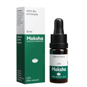 Moksha | Huile de Chanvre Bio | 100% Française | Aide Au Sommeil et Détente | Bien Être et Effet Relaxant | Soulage La Douleu